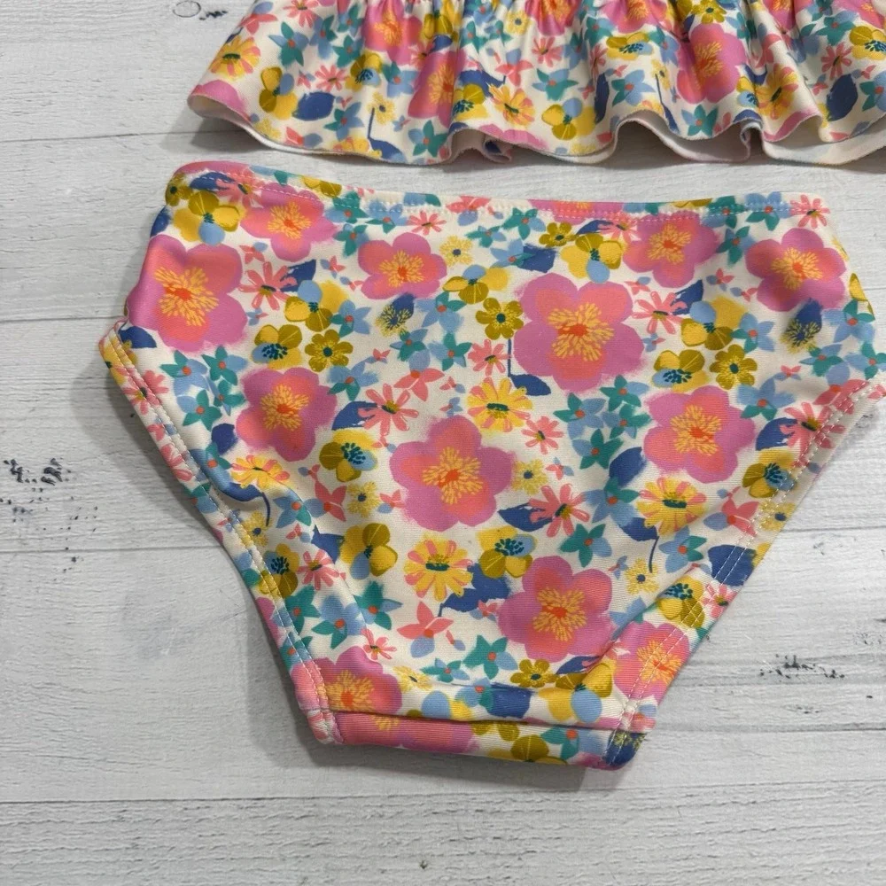 Tea collection girls floral two piece long sleeve rashguard swimsuit size 3